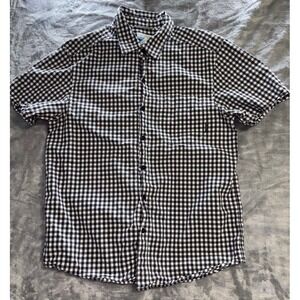 Columbia Button Up Shirt Adult Medium Plaid Short Sleeve Black Outdoor Mens